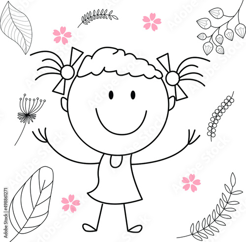 cartoon activity illustration of a smiling child for children s coloring book  children s book. eps vector image.