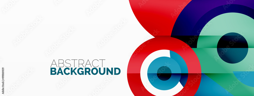 Abstract round shapes background. Minimalist decoration. Geometric background with circles and rings