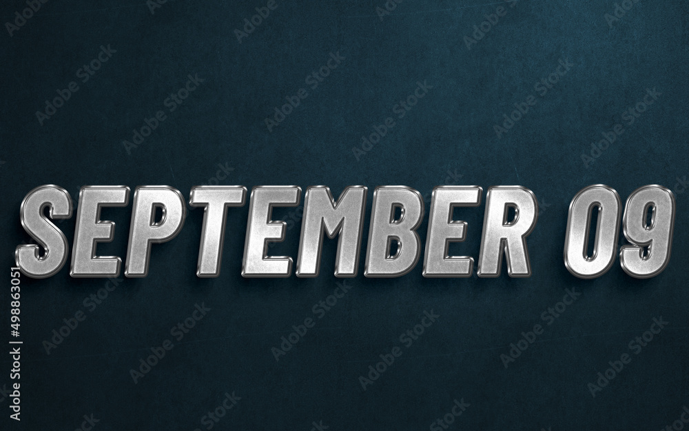 SEPTEMBER IN SILVER HIGH RELIEF LETTERS ON DARK BACKGROUND SEPTEMBER IN SILVER HIGH RELIEF LETTERS ON DARK BACKGROUND