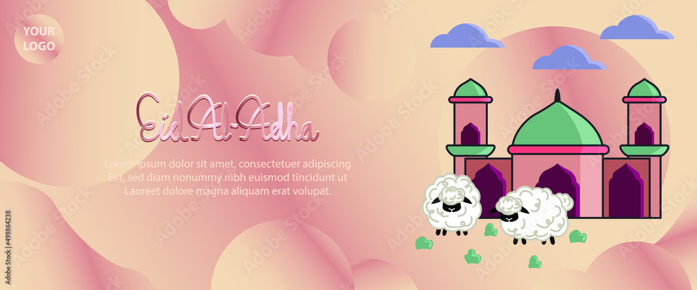 Illustration of Eid Al Adha greetings background vector design for web, social media, or greetings card Illustration of Eid Al Adha greetings background vector design for web, social media, or greetings card