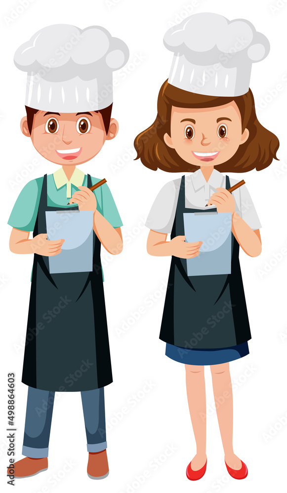 Waiter and waitress writing orders Waiter and waitress writing orders