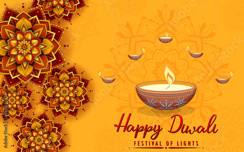 Happy Diwali festival of lights poster