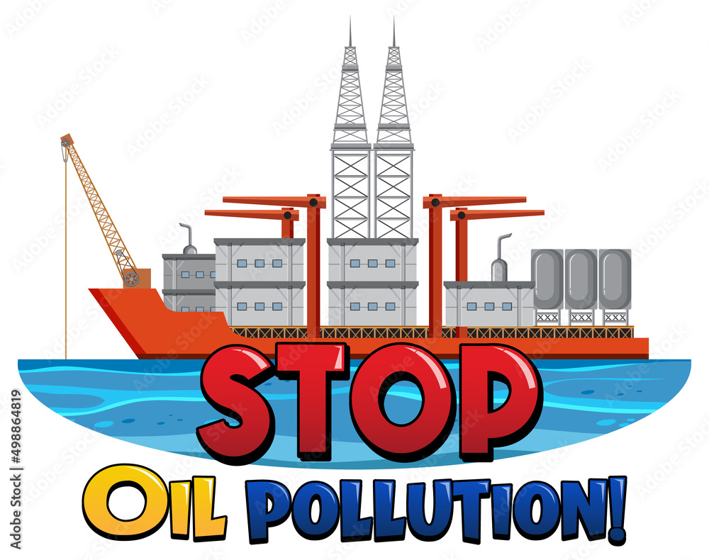 Naklejka premium Stop oil pollution font logo design