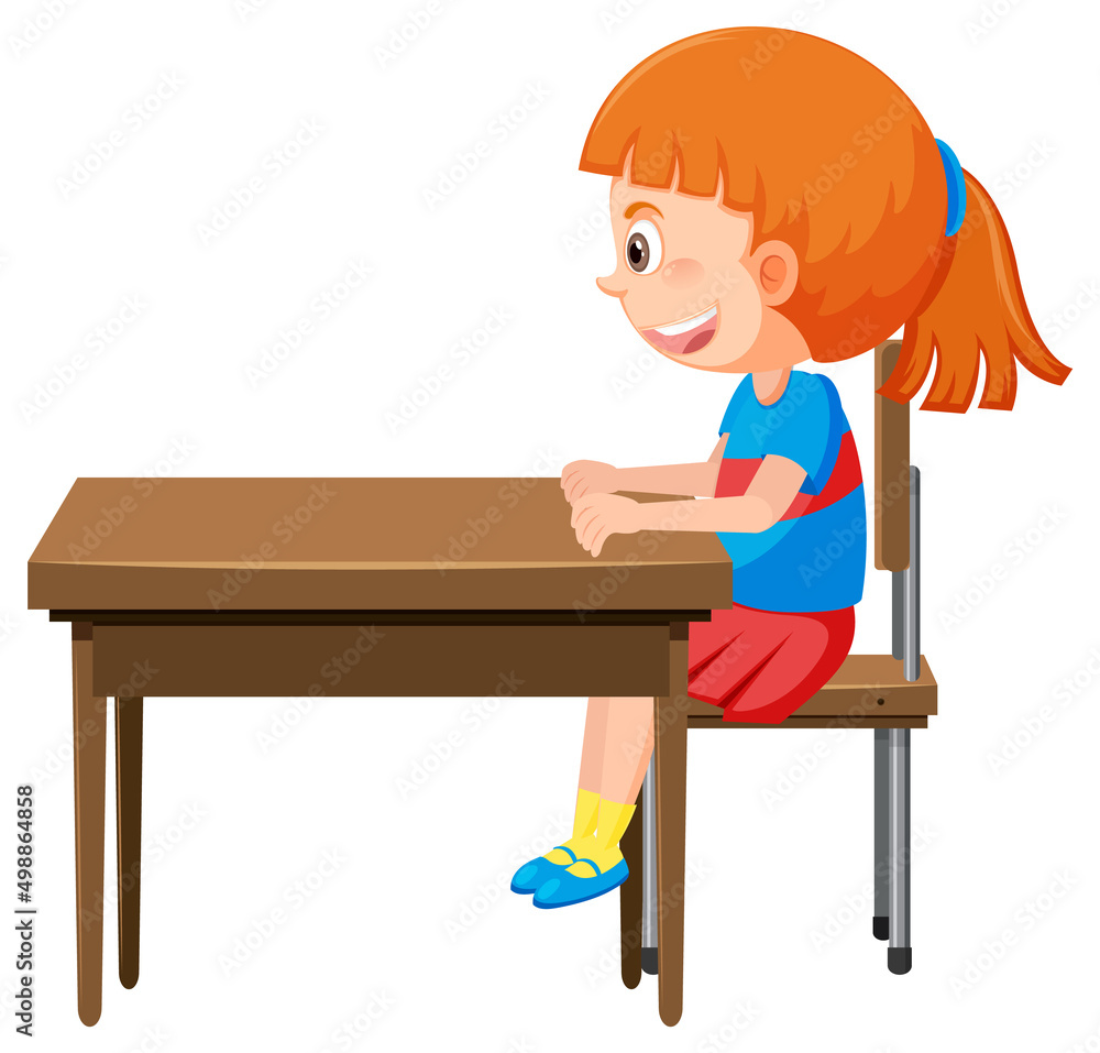 Girl sitting on a school desk