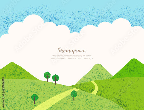 A road in mountains. hand drawn countryside landscape illustration