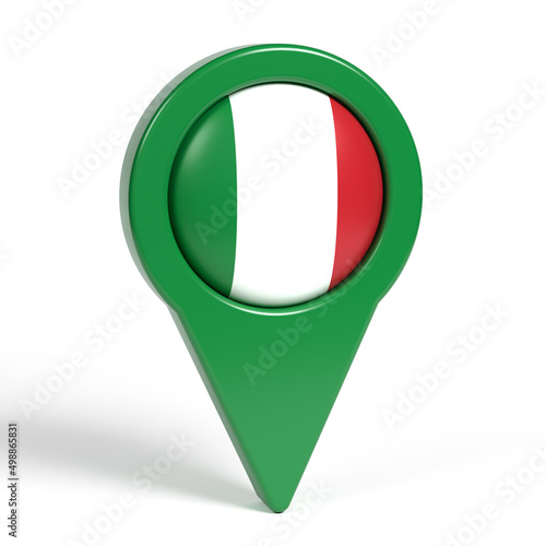 Italian flag and green-colored map pointer. On White-colored background. Horizontal composition with copy space. Isolated with clipping path. Free Download Italian flag and green-colored map pointer. On White-colored background. Horizontal composition with copy space. Isolated with clipping path. - GFXLoad