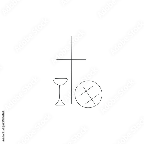 Sign of holy communion bread and wine vector illustration