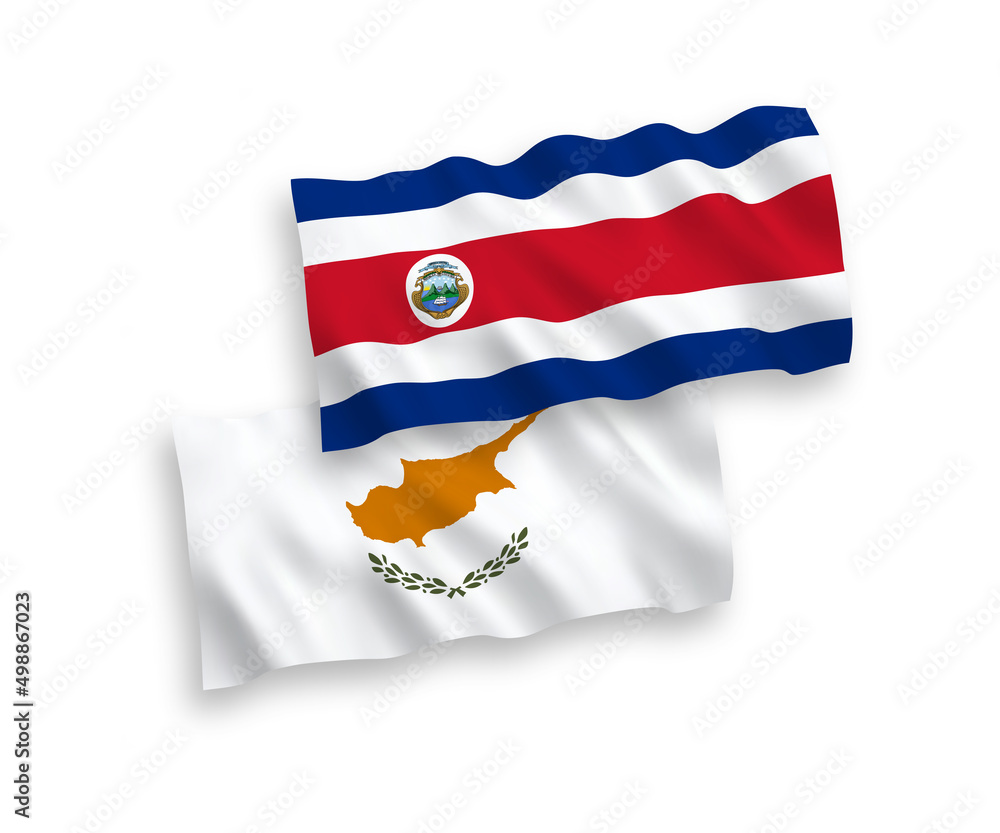 Fototapeta premium Flags of Cyprus and Republic of Costa Rica on a white background