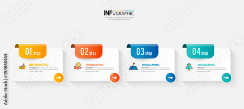 Photographie Infographics design template, business concept with 4 steps or options, can be used for workflow layout, diagram, annual report, web design