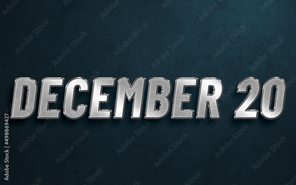 DECEMBER IN SILVER HIGH RELIEF LETTERS ON DARK BACKGROUND DECEMBER IN SILVER HIGH RELIEF LETTERS ON DARK BACKGROUND