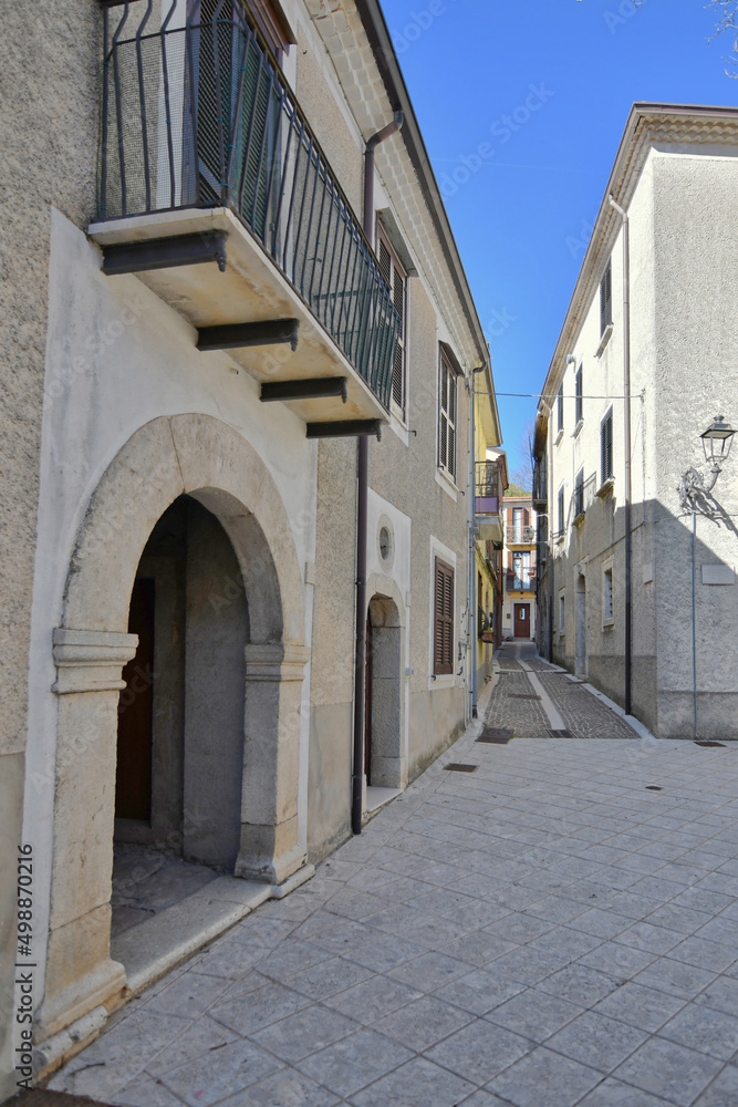 Fototapeta premium A narrow street in Nusco, a small village in the province of Avellino, Italy.