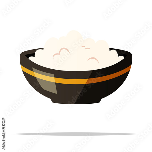 Bowl of rice vector isolated illustration