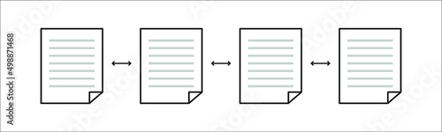 Document linked network system template design vector illustration. Crypto currency blockchain digital smart contract protocol contain cryptography hash, transaction data.