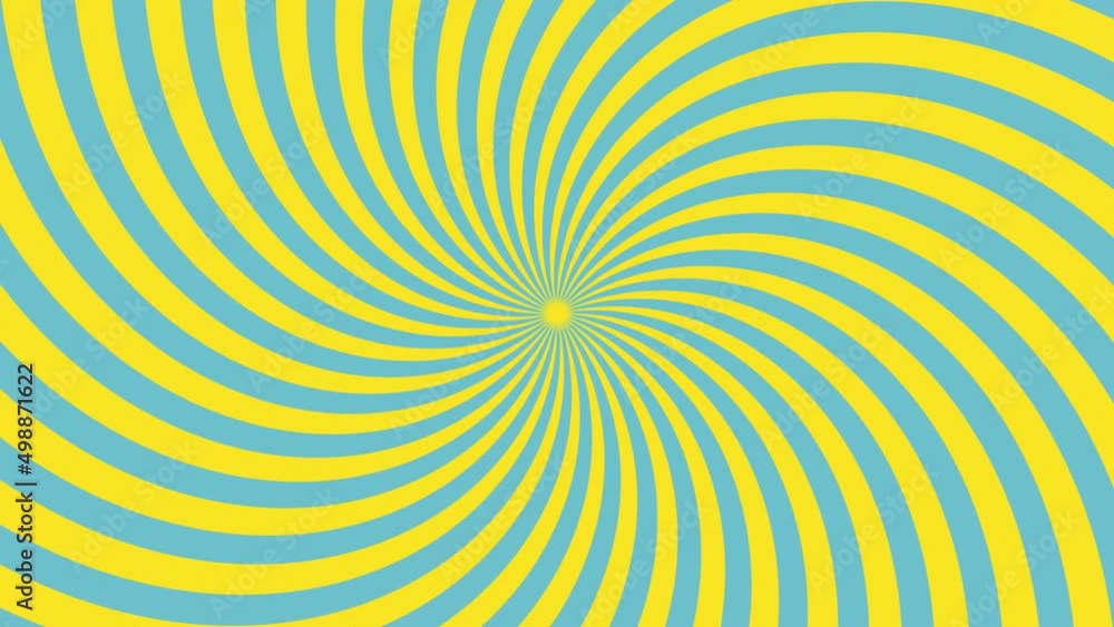 Curve blue and yellow radial lines spin around the center of a 4K background. Curve blue and yellow radial lines spin around the center of a 4K background.