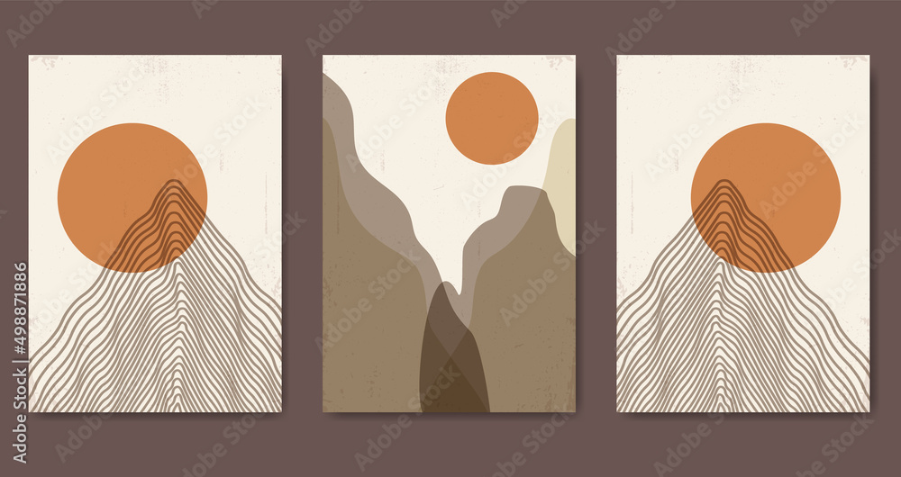 Abstract contemporary mountain landscape posters
