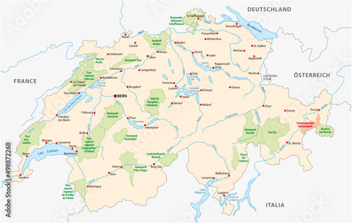 Map of Swiss national and nature parks