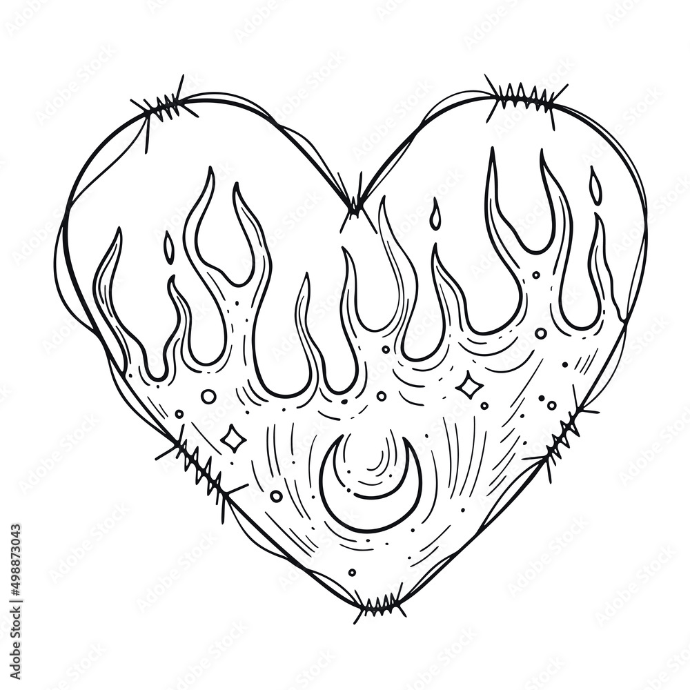 Line art in hippie style. Psychedelic contour drawings. Templates