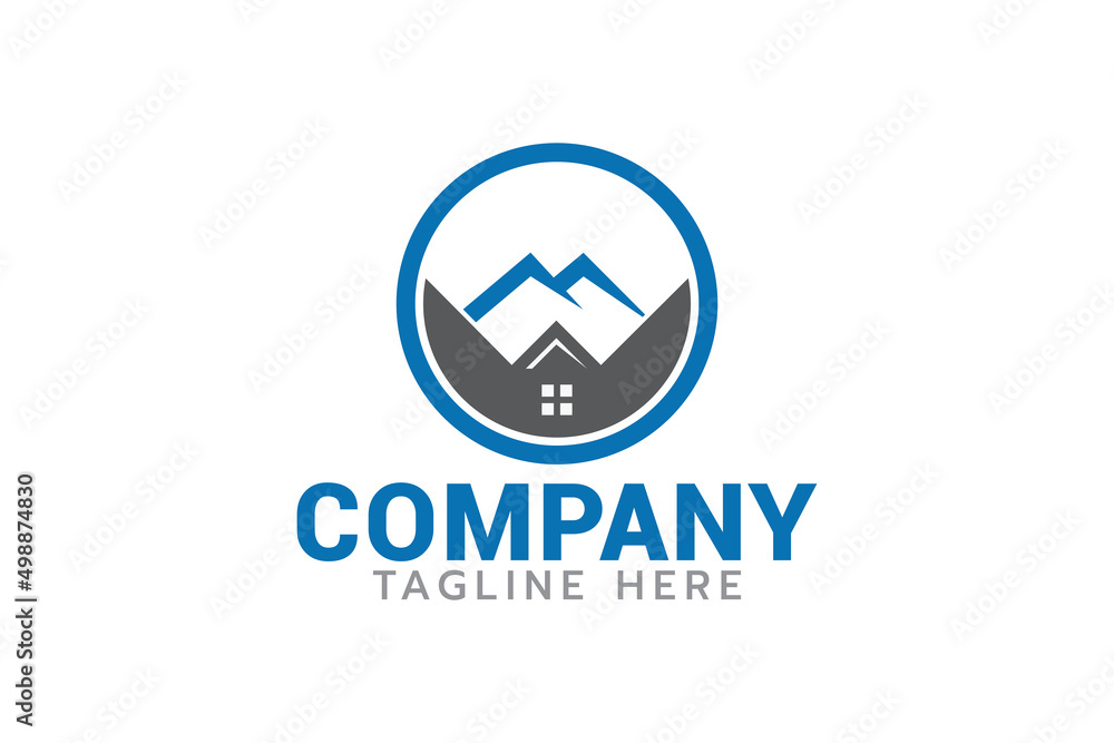 mountain house logo with a combination of a house, mountain and hiden letter mountain house logo with a combination of a house, mountain and hiden letter