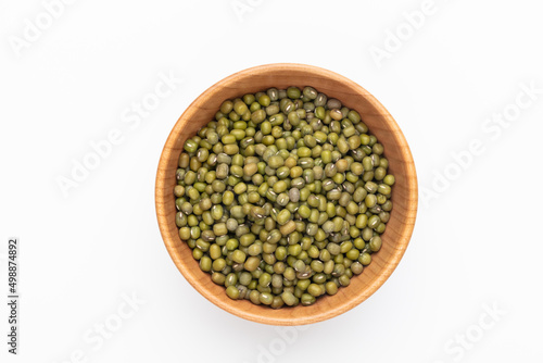 Mung bean, Vigna radiata seeds isolated on white background.