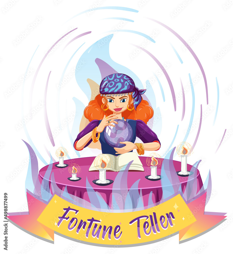 Naklejka premium Fortune teller with crystal ball