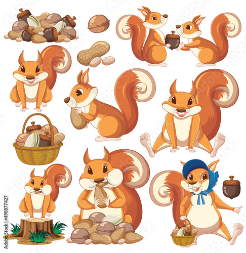 Cute animals cartoon set on white background