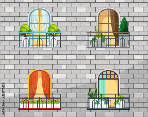Apartment building balcony facade