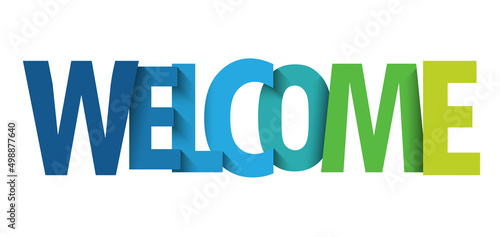 WELCOME blue and green vector typography banner