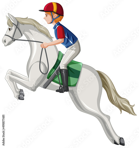 A man riding horse on white background