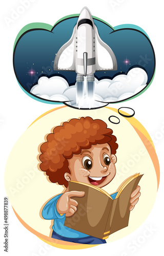 A boy reading with empty callout