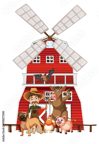 Farming theme with farmer and animals