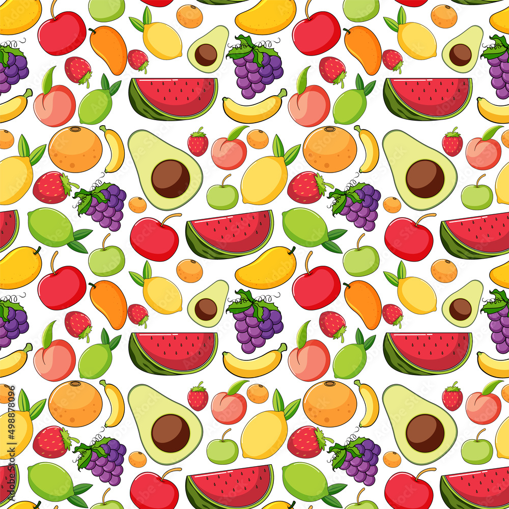 Seamless background design with many fruits Seamless background design with many fruits
