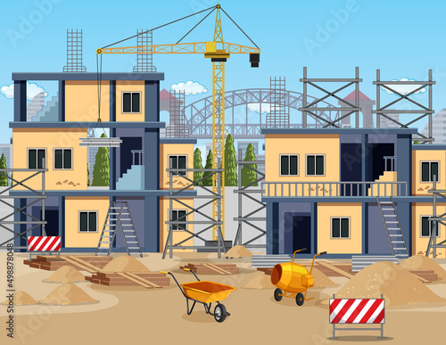 Scene of building construction site