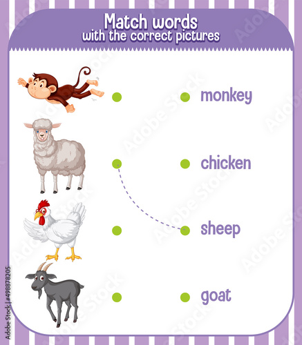 Worksheet design for matching words