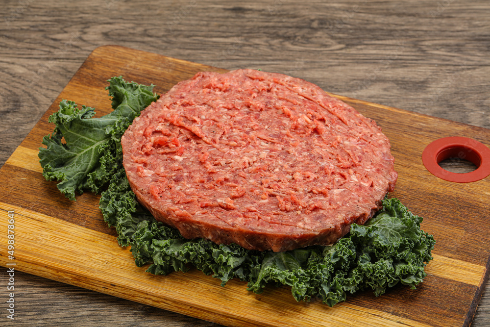 Raw beef burger cutlet for burger Raw beef burger cutlet for burger