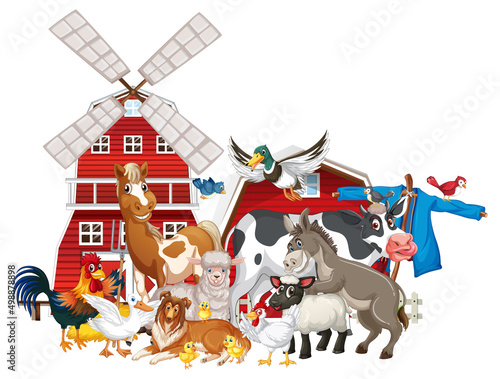 Fototapeta Naklejka Na Ścianę i Meble -  Farming theme with many animals