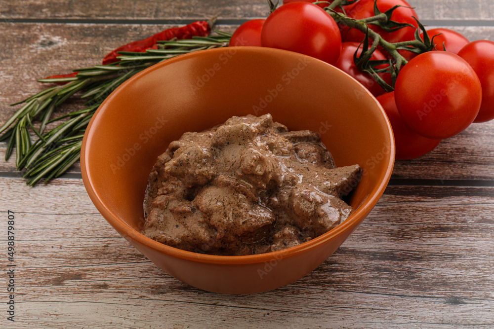 Soft chicken liver with cream Soft chicken liver with cream