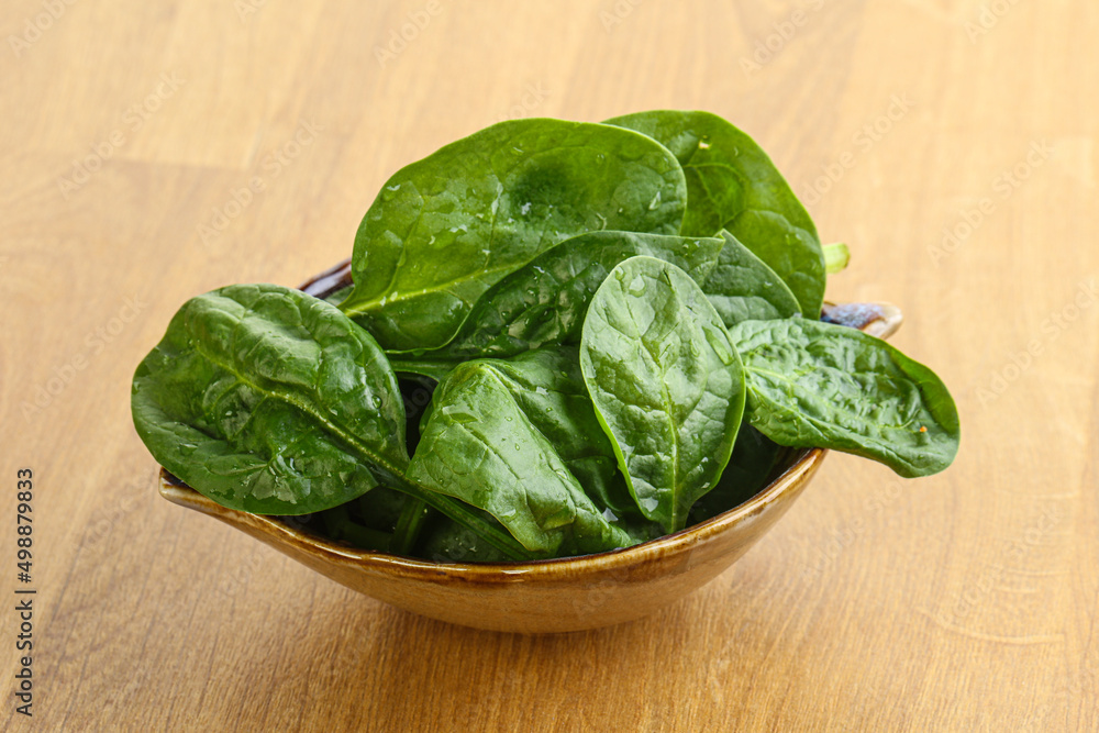 Fresh green spinach leaves in the bowl Fresh green spinach leaves in the bowl