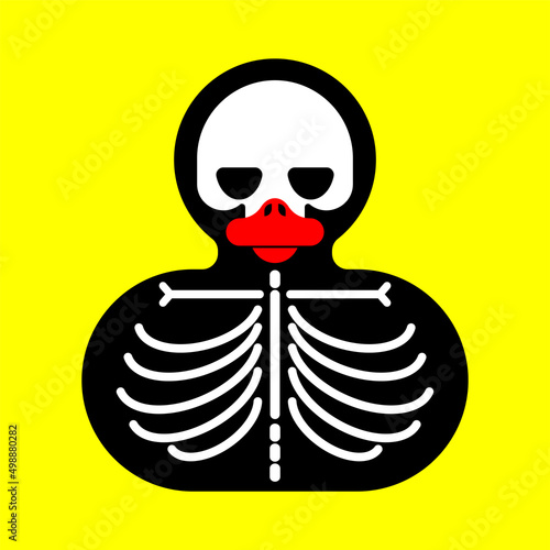 Rubber duck skeleton isolated. Bone toy Vector illustration