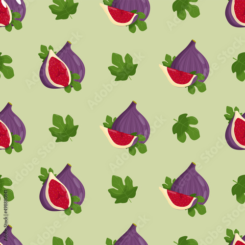 Fototapeta Naklejka Na Ścianę i Meble -  Cute fig seamless pattern. Flat vector illustration