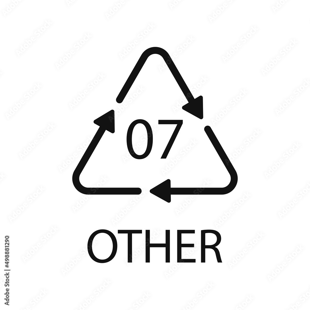 OTHER 07 recycling code symbol. Plastic recycling vector polyethylene sign. OTHER 07 recycling code symbol. Plastic recycling vector polyethylene sign.