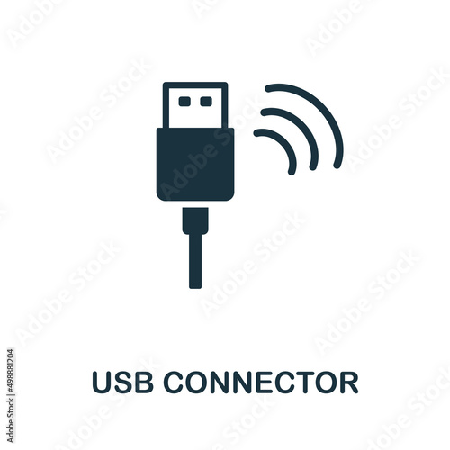 Usb Connector flat icon. Colored element sign from networking collection. Flat Usb Connector icon sign for web design, infographics and more.