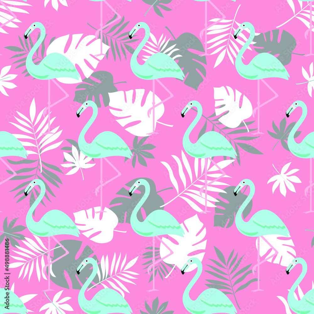 Obraz premium seamless background with birds flamingo