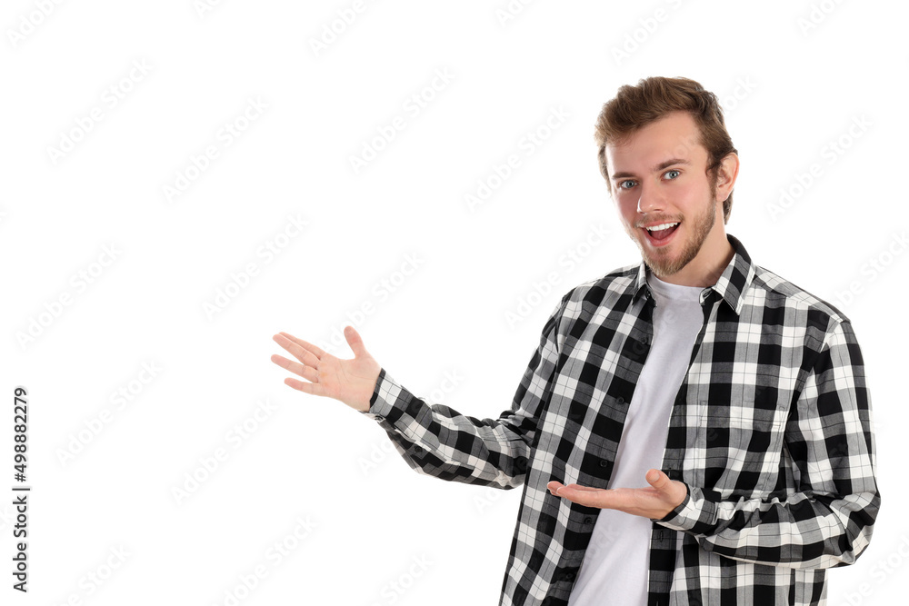 Concept of people with young man isolated on white background Concept of people with young man isolated on white background