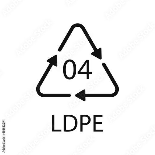 LDPE 04 recycling code symbol. Plastic recycling vector low density polyethylene sign.