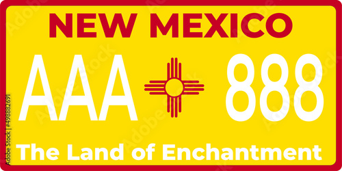 Vehicle licence plates marking in New Mexico in United States of America, Car plates.Vehicle license numbers of different American states.Vintage print for tee shirt graphics,sticker and poster design