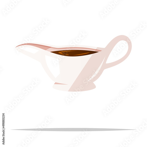 Gravy sauce boat vector isolated illustration