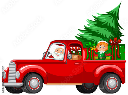 Delivery Christmas gift on red truck