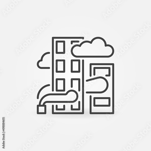 Smog in City line icon. Air Pollution linear vector symbol