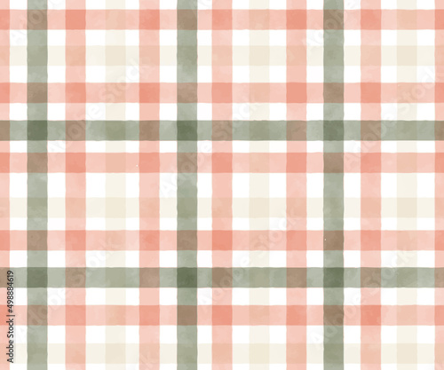 pastel sage and peach orange watercolor plaid repeat seamless pattern
