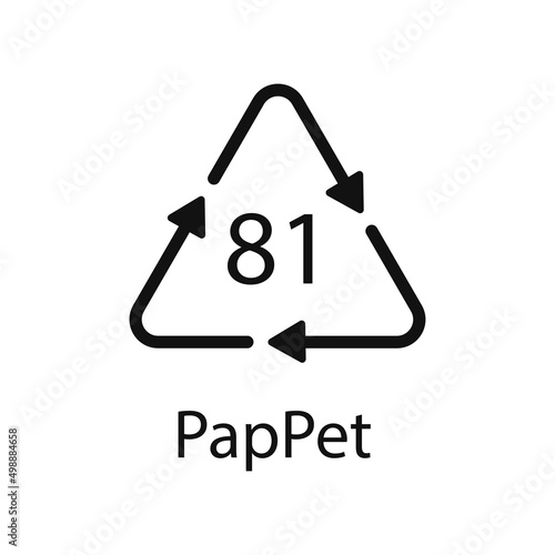 Paper (cardboard). Recycling codes 81 PapPet. Composite materials sign. Vector illustration